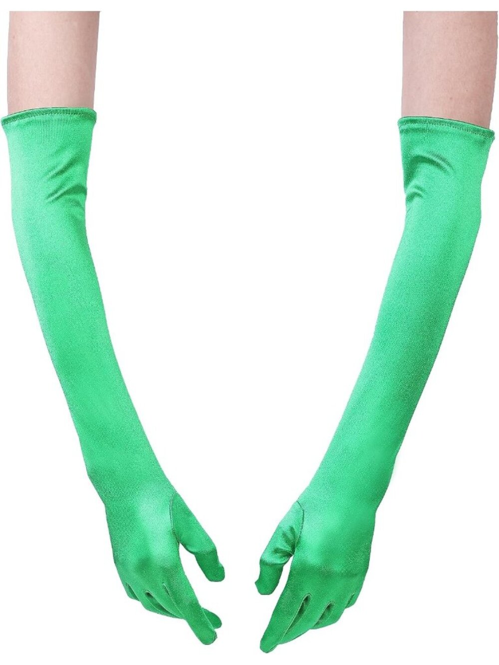 Women's Green 1920s Arm Sleeves Classic Bridal Elbow Length Satin Opera Gloves